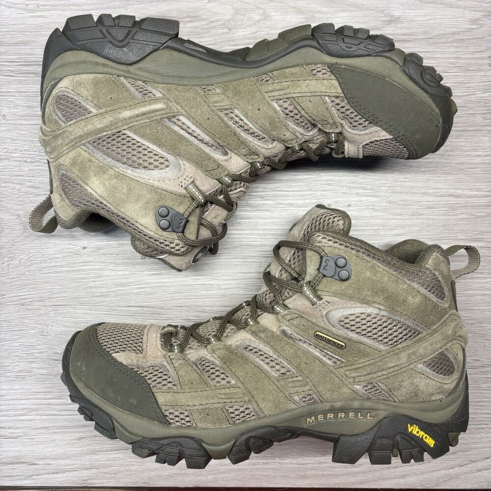 Merrell Moab 2 Mid Boots Mens 10 Green Waterproof Vibram Gorpcore Hiking Trail - Picture 6 of 12